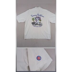 Tommy‎ Bahama Chicago Cubs Large Mens Shirt Hawaiian Camp Embroidered 25x27